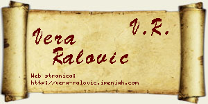 Vera Ralović vizit kartica